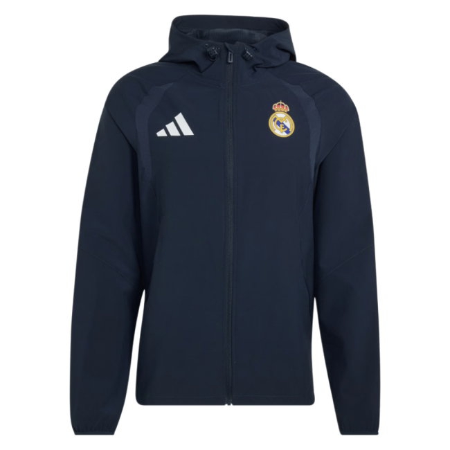 2026/27 Real Madrid Tiro Travel Full Zip Windbreaker Uniform (Navy)
